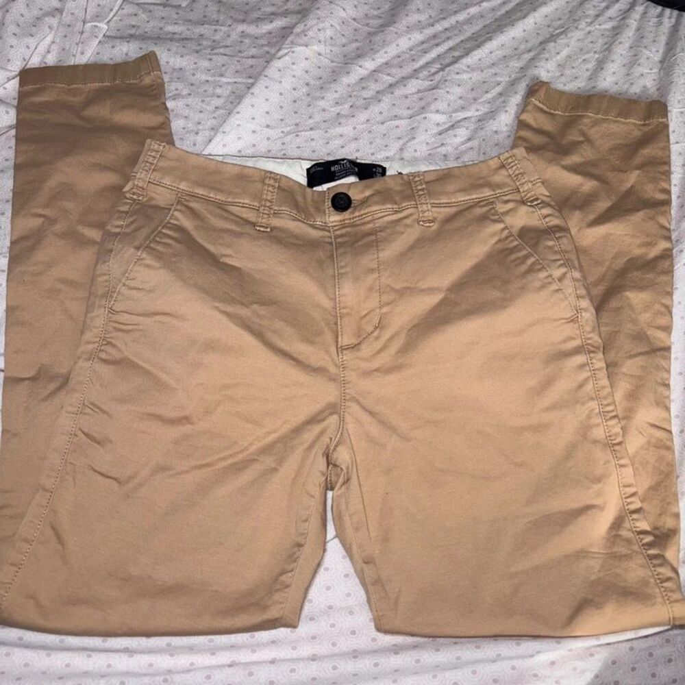 Hollister Khaki Chino Pants Mens Size W28 L30 Beige Tan Skinny Slim Tapered